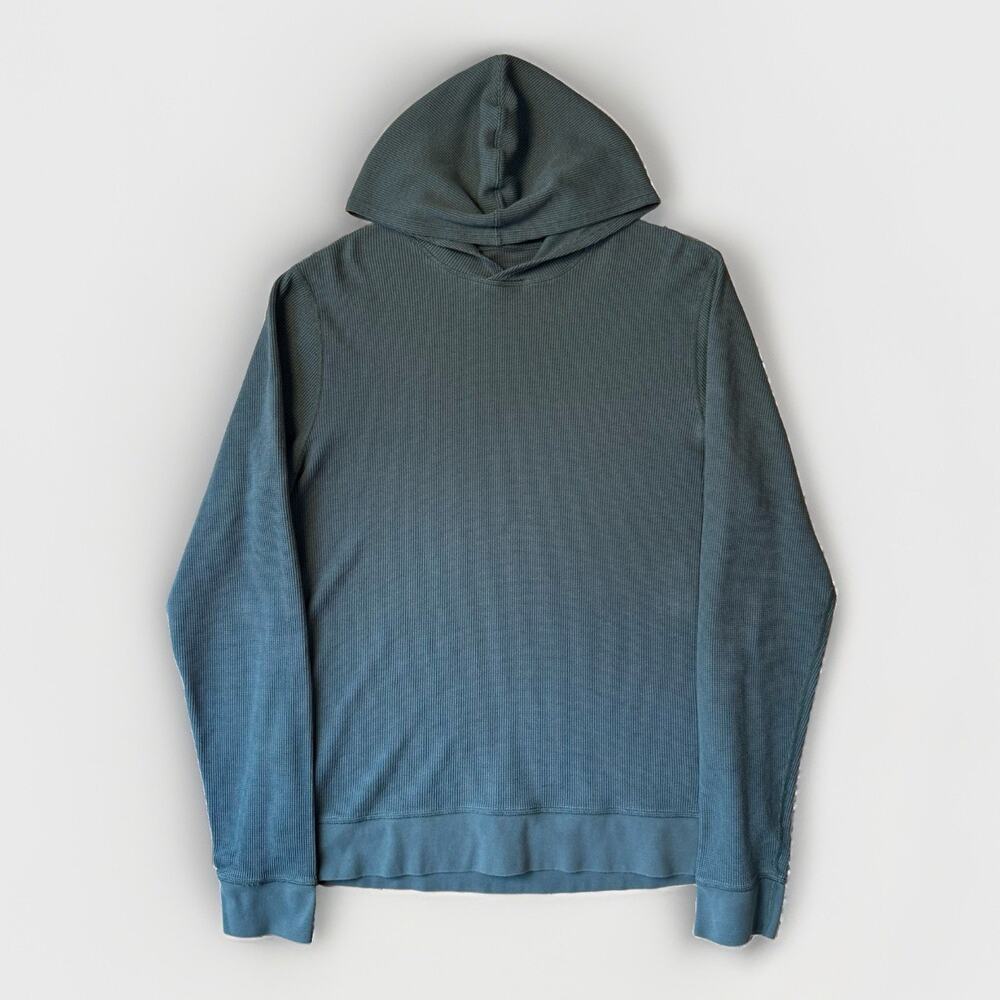 Vuori Waffle Hoodie Large Teal Long Sleeve Lightweight Athleisure Sporty